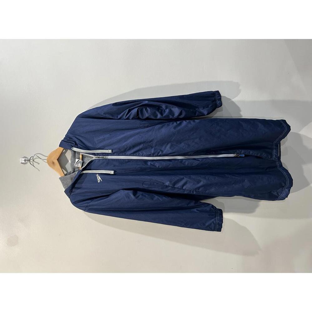 Speedo Navy Blue Fleece Lined Hoode Swim Parka Size MI’m